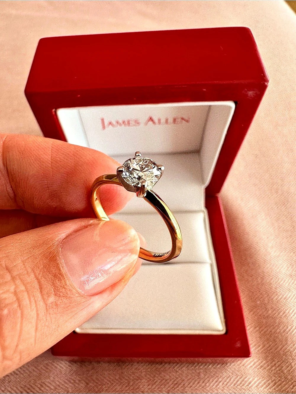 James Allen 0.70ct Natural Diamond Engagement Ring – 18K Yellow Gold, GIA Certif